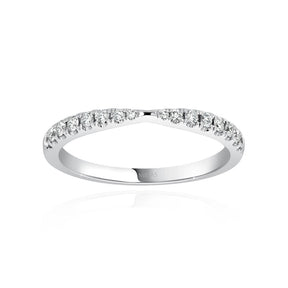 Round Cut Pavé Curved Diamond Wedding Band