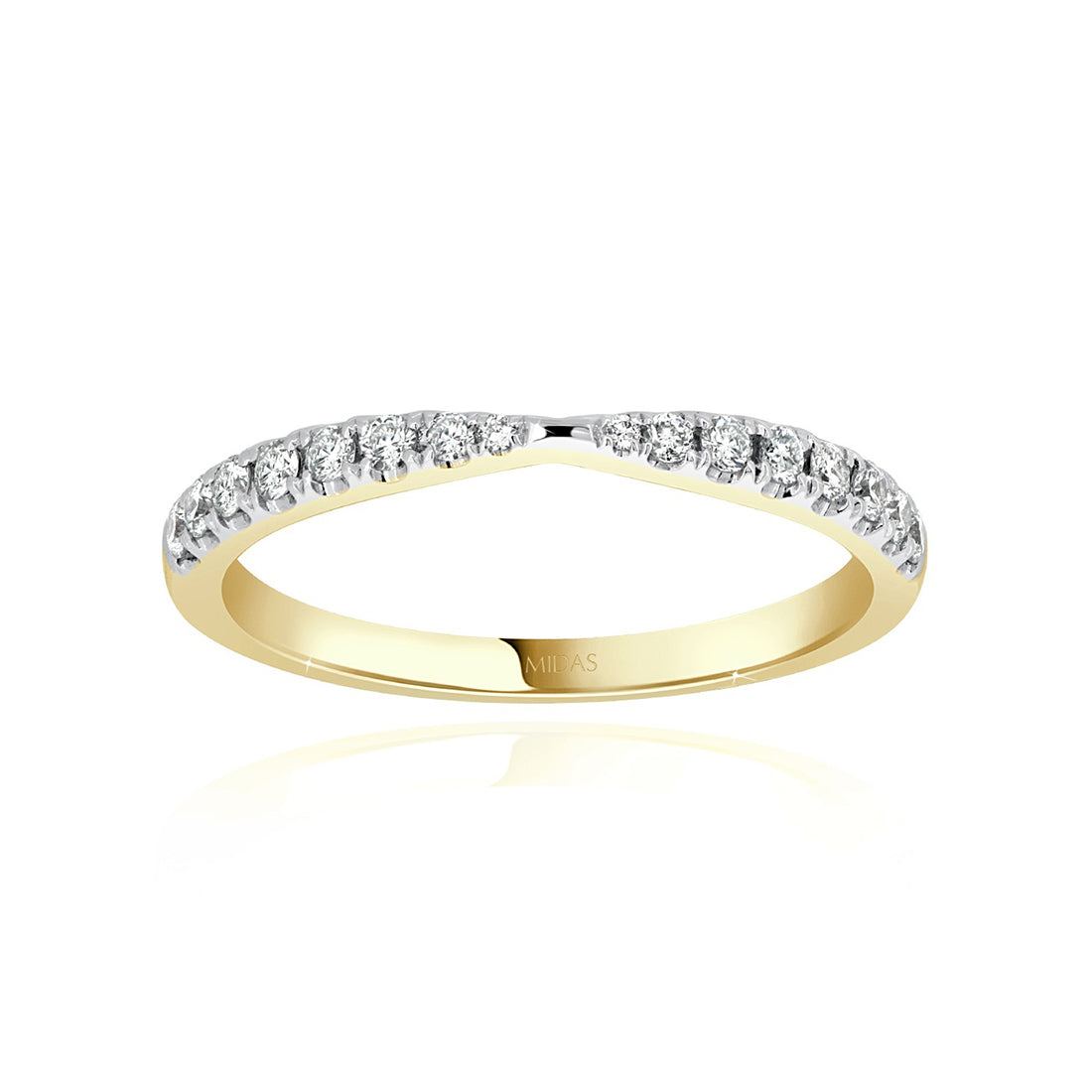 Round Cut Pavé Curved Diamond Wedding Band