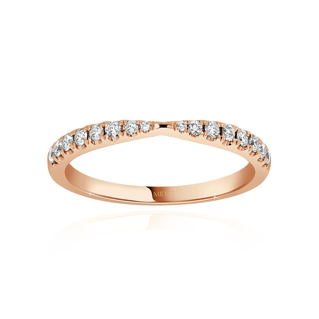 Round Cut Pavé Curved Diamond Wedding Band