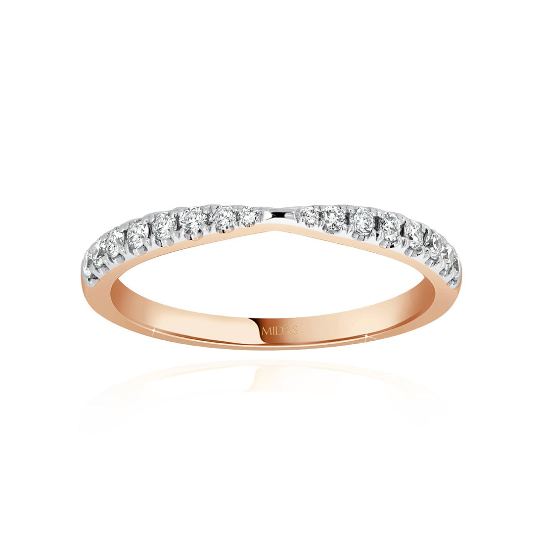 Round Cut Pavé Curved Diamond Wedding Band