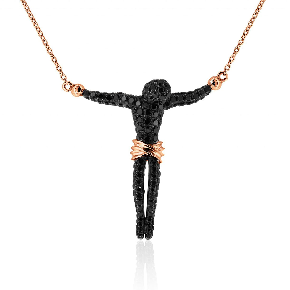 Gold and Black Diamond Christ Pendant