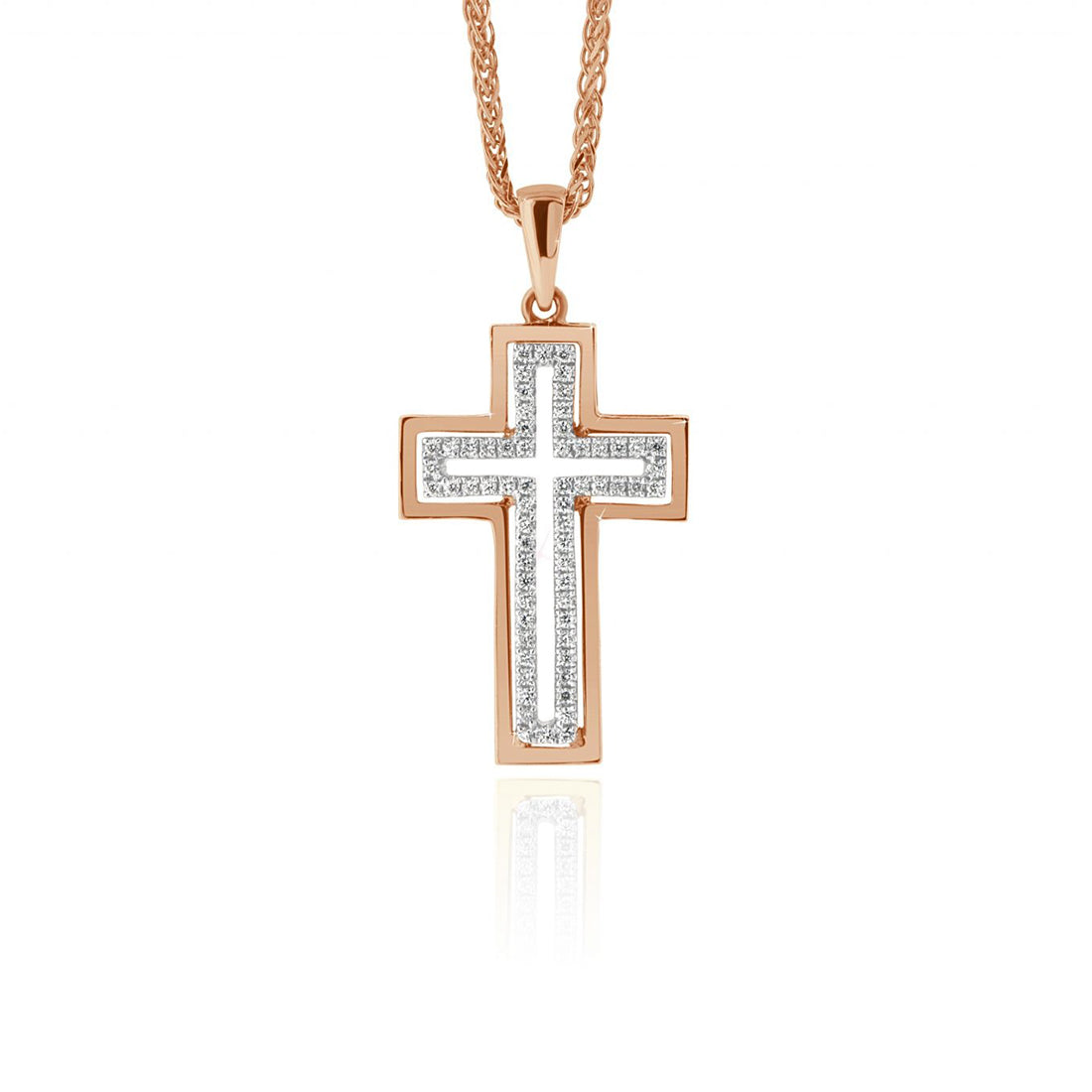 Yellow Gold Cross with Round Brilliant Diamonds