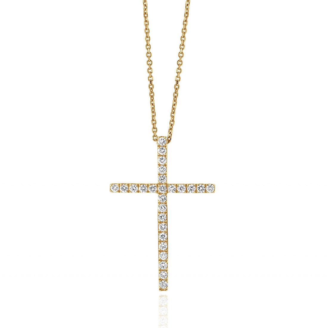 Yellow Gold Diamond Cross Single Row Setting