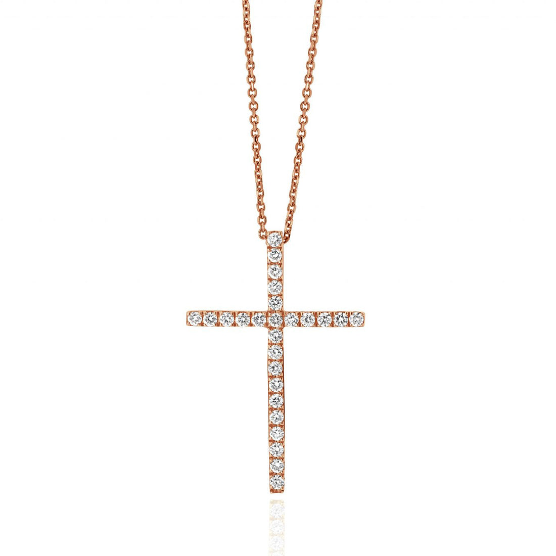 Yellow Gold Diamond Cross Single Row Setting