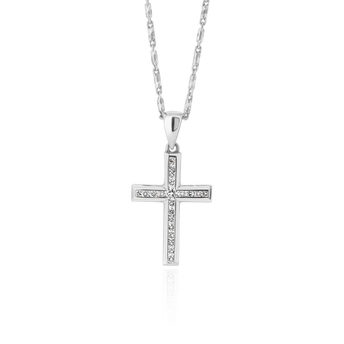 Yellow Gold Diamond Cross with Large Diamond in the Centre