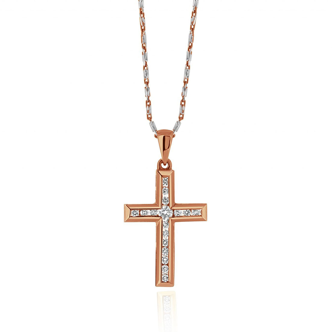 Yellow Gold Diamond Cross with Large Diamond in the Centre