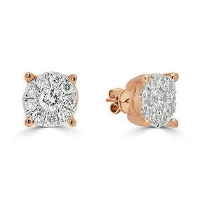 Round Brilliant Diamond Cluster Stud Earrings