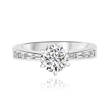 Round Solitaire with Baguette Diamond Band | Midas Jewellery