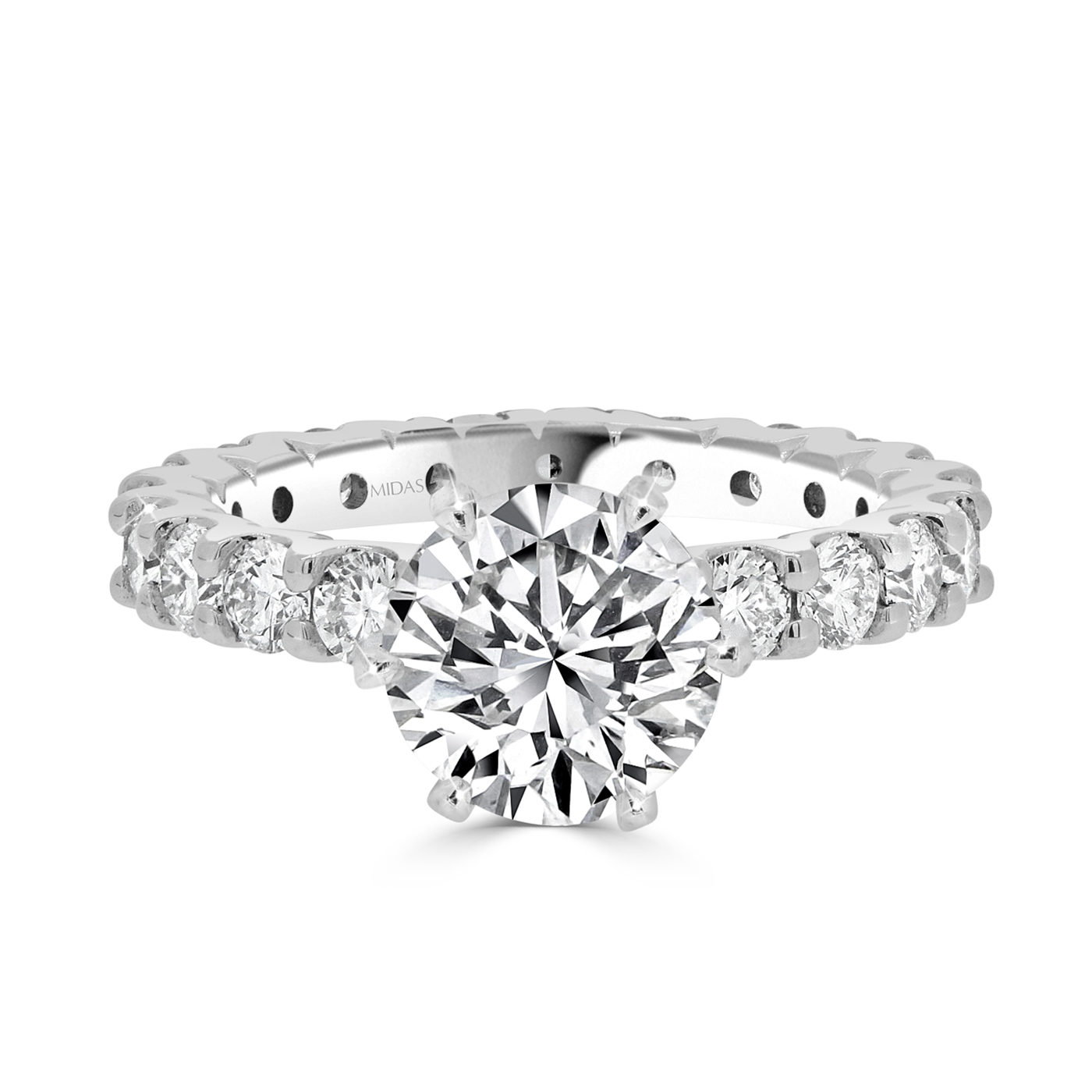 14K White Gold Heart Shape Center Round Comfort Fit Claw Prong Solitai –  RockHer.com